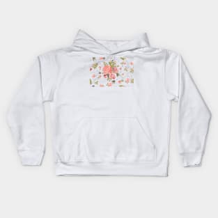 Living Coral Focal Point Rose Bouquet Flora Swirls Seamless Repeat Pattern Kids Hoodie